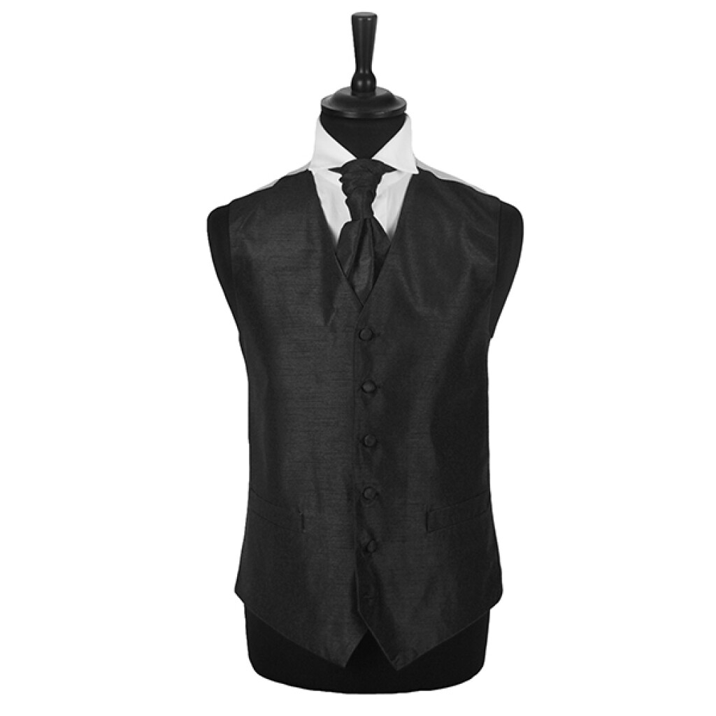 Black Shantung Waistcoat Formal Tailor