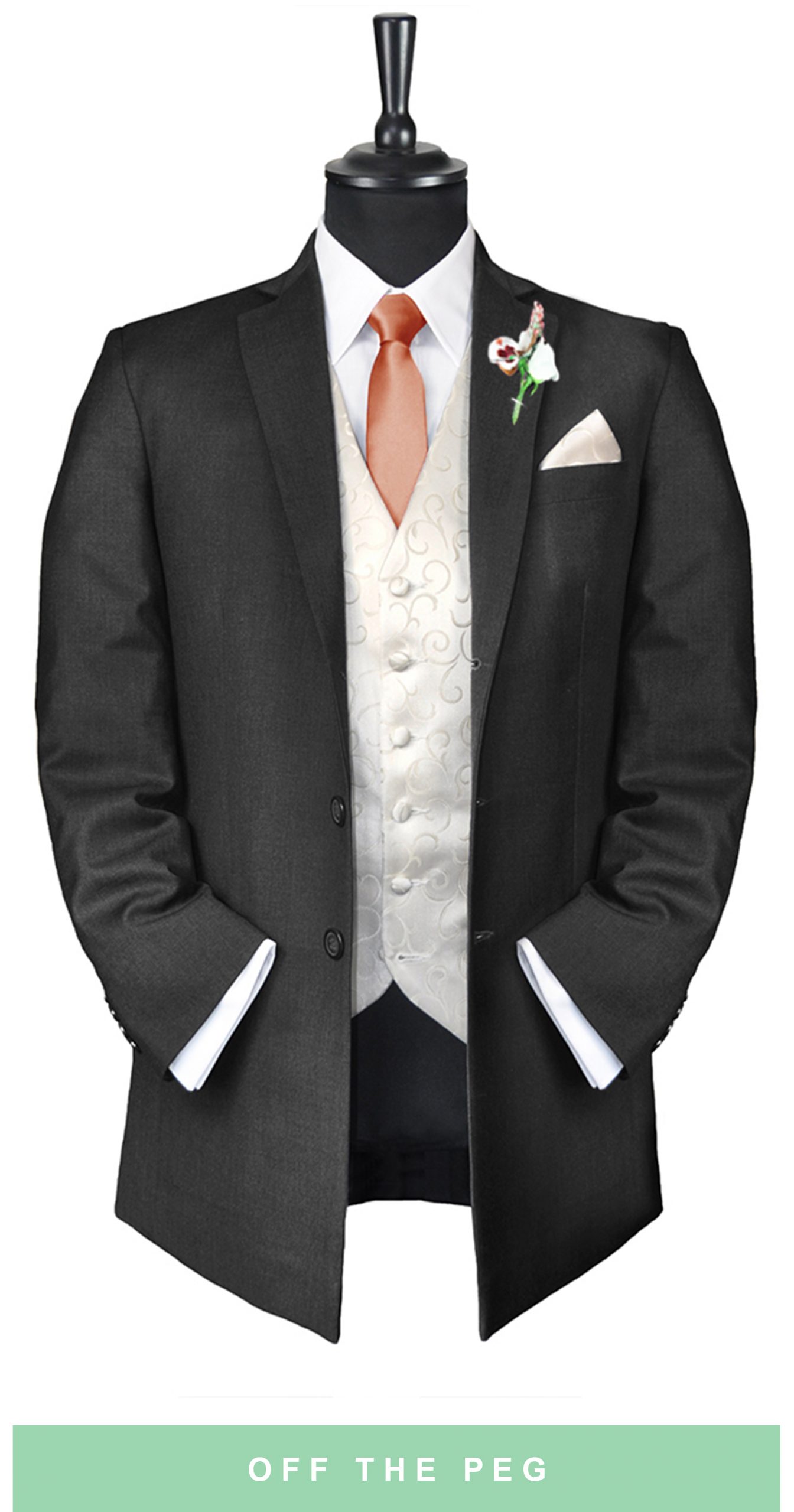 Mens Grey scroll Prince Edward Suit Jacket for Formal Wedding Occasion 