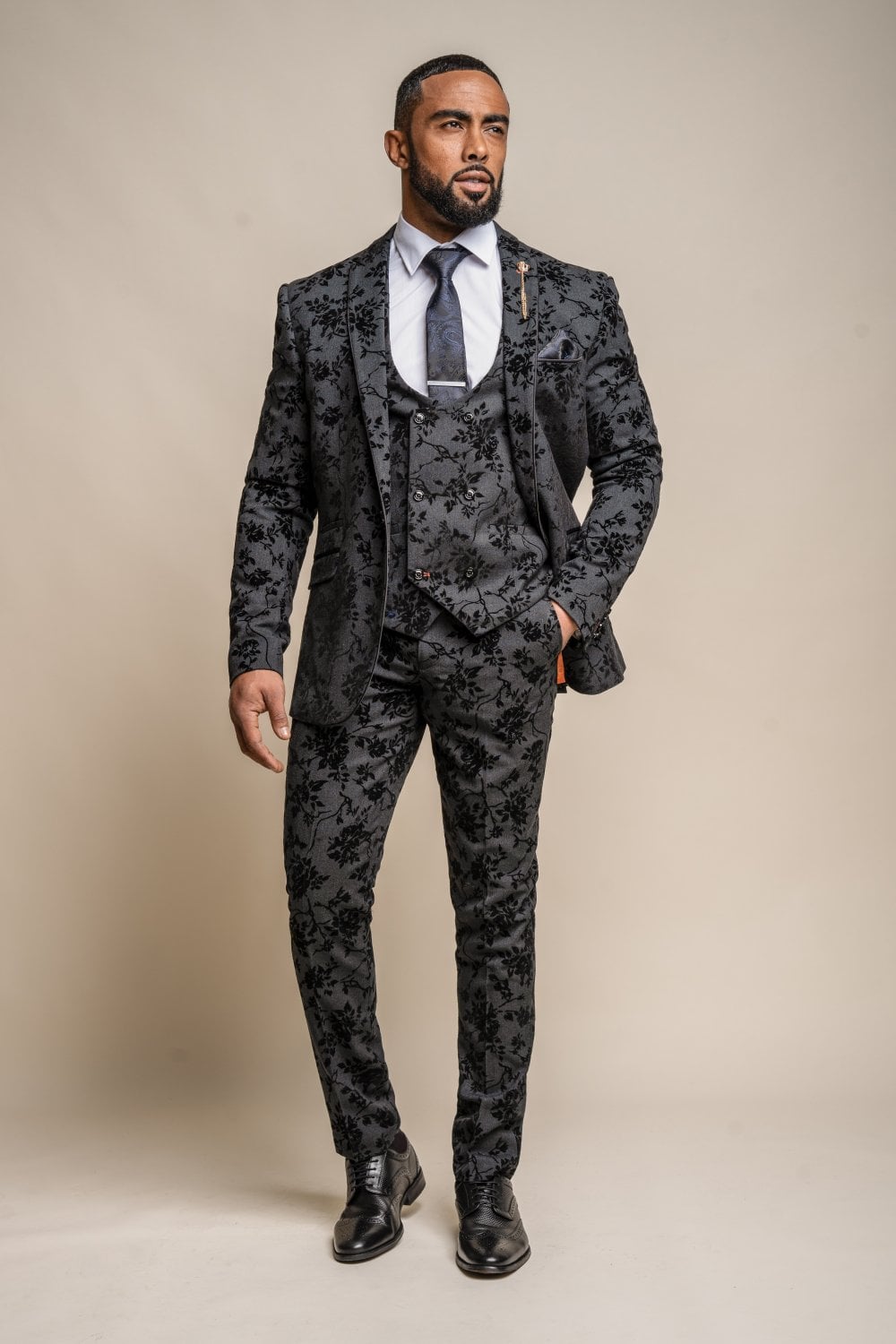 Cavani Georgi Floral Three Piece Suit - Formal Tailor