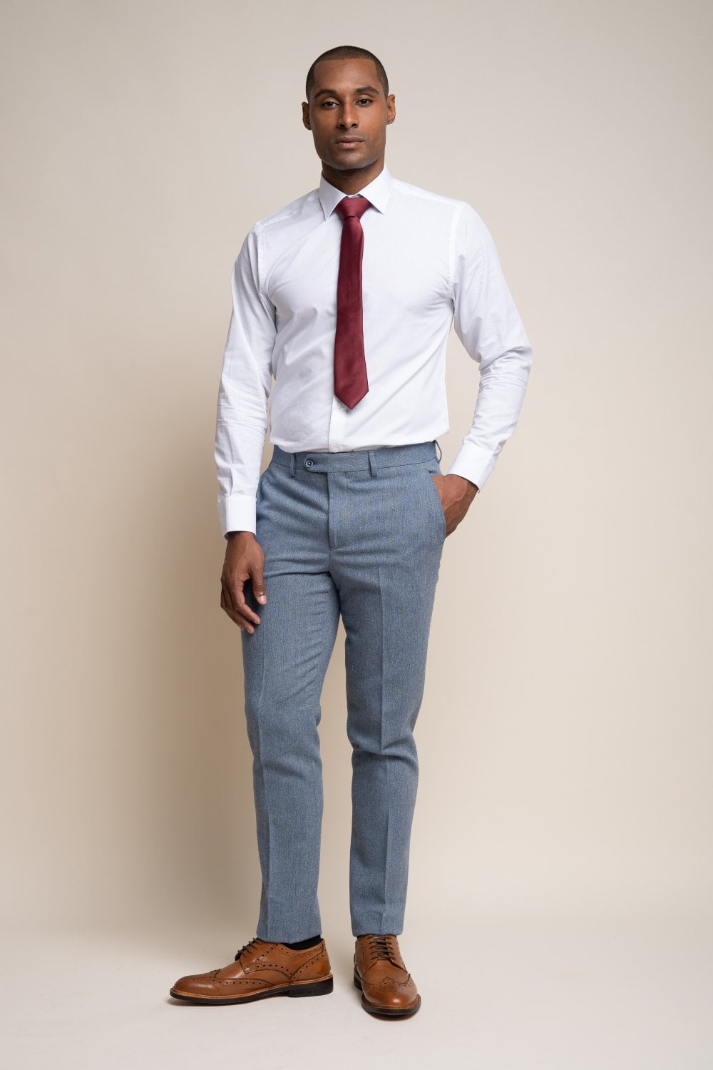 Cavani Wells Blue Tweed Slim Fit Suit - Formal Tailor